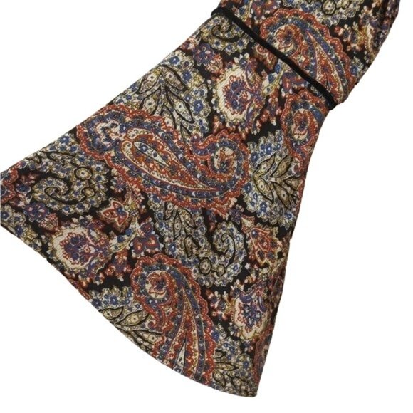 American Eagle Boho Chic Paisley Print Long Bell Sleeve  Dress Black: Size Large - Picture 2 of 6